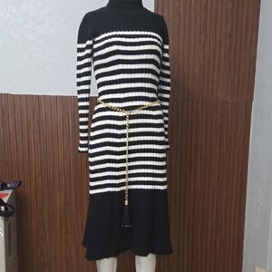 knee length dresses for ladies Zara Black And White Marble Print Shirt Dress | Gently Used